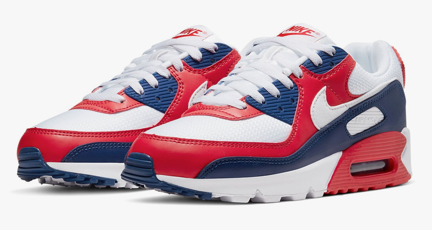 red and blue nike air max 90